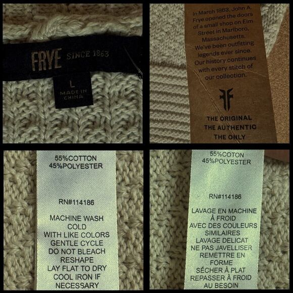 Frye Womens Open Cardigan Sweater‎ Textured Knit Natural Sz Large Tunic Boho NWT - Picture 10 of 11